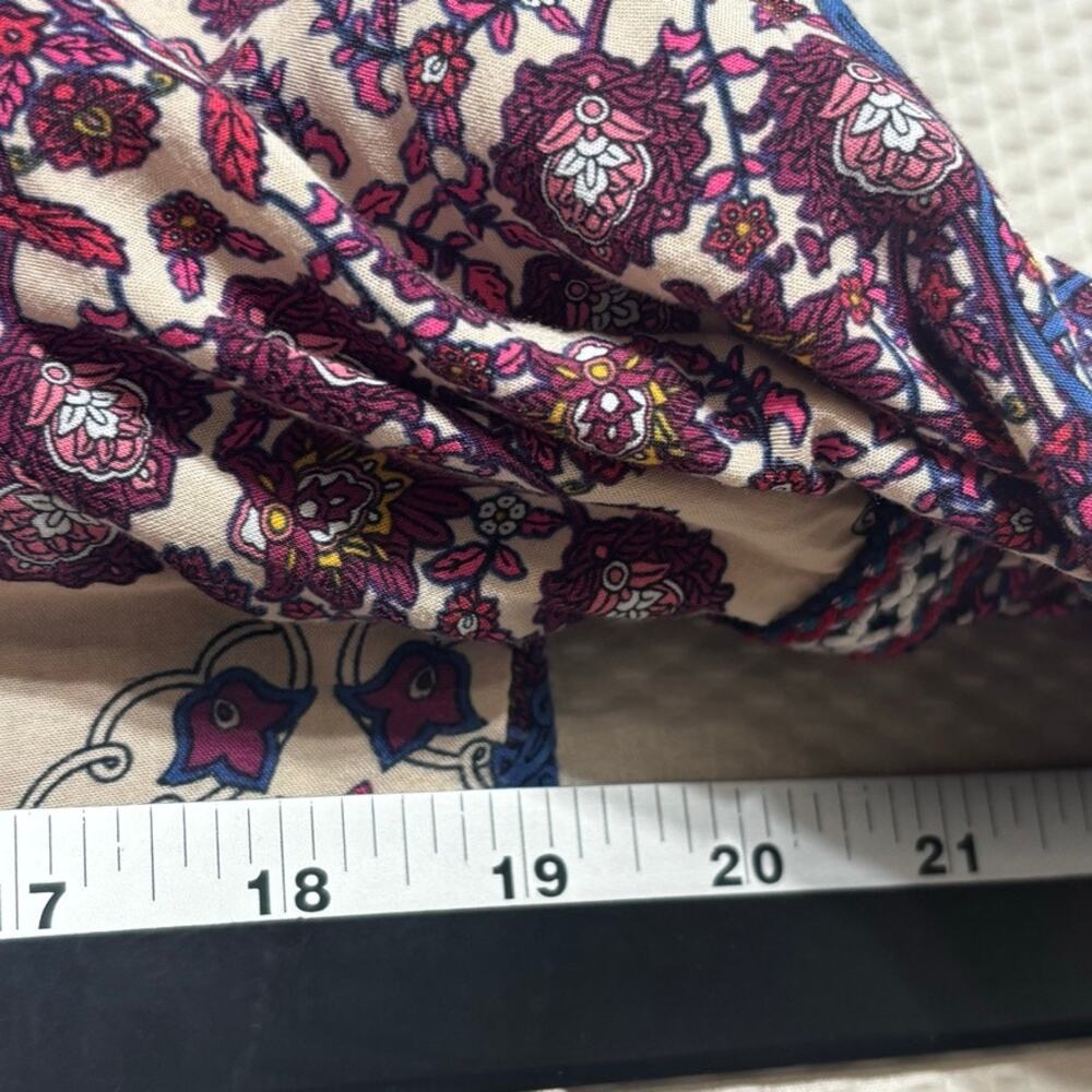 Daniel Rainn Boho Printed Peasant Blouse Split V-Neck Tassel Top - Size M - Picture 6 of 8